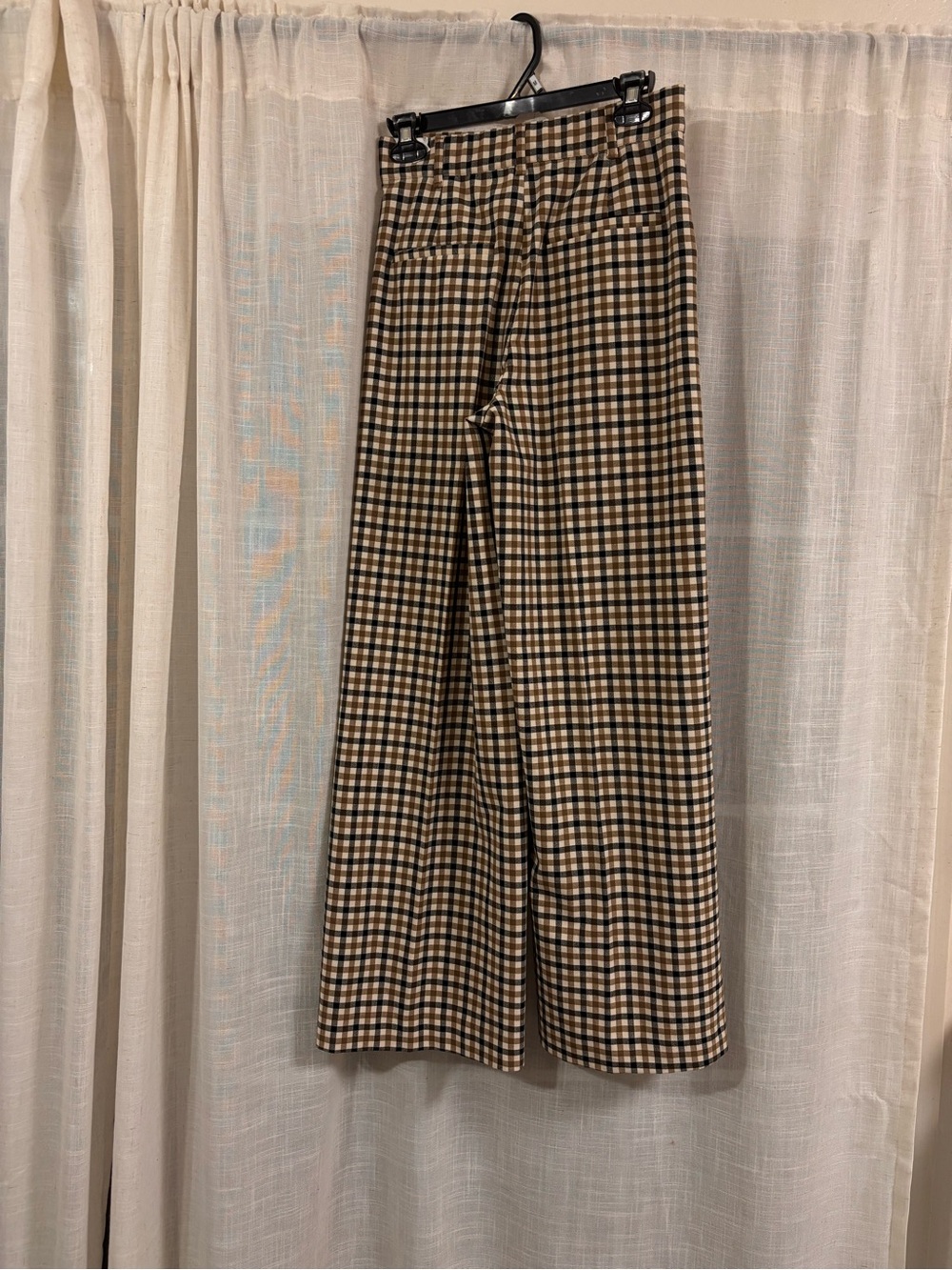 Zara wide leg plaid checkered Pants in Brown & Black - Picture 3 of 5